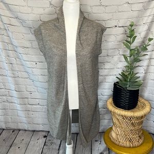 Eileen Fisher Alpaca cap sleeve open cardigan vest sweater greyish tan Med